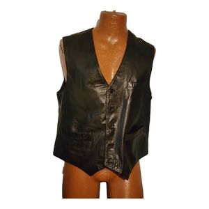 Vintage Scotts Grey Leather Vest Men's 44